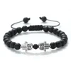 Bracelet pendentif main de Hamsa en perles naturelles œil de tigre et pierre de lave, tressé, pour femmes, hommes, couples, bijou porte-bonheur et protection, cadeau