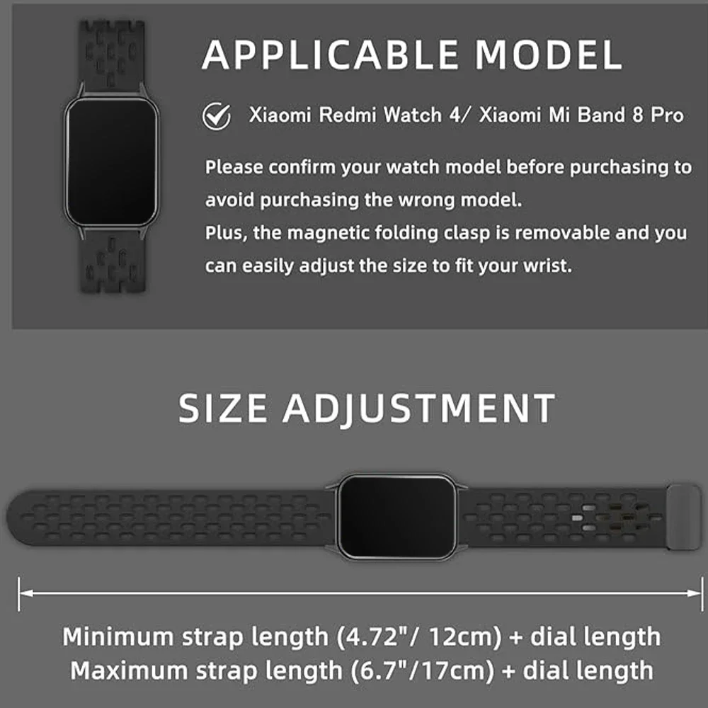 Breathable Silicone Strap with Magnetic Buckle - Sport Band Correa 20/22mm