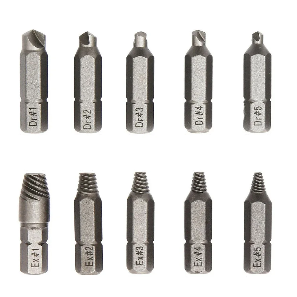10-Piece Damaged Screw and Bolt Extractor Drill Bit Set