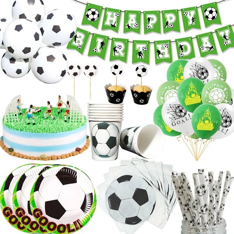 Soccer Football Cup Plate Napkin Tablecloth Party Theme Kids Football