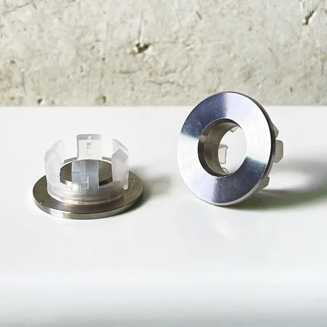 สแตนเลสอ่างล้างหน้าหลุมล้นฝาครอบแหวนใส่เปลี่ยน Hole Hollow รอบท่อระบายน้ําหมวกปลั๊กห้องน้ําอ่างล้างหน้า Accessor 2