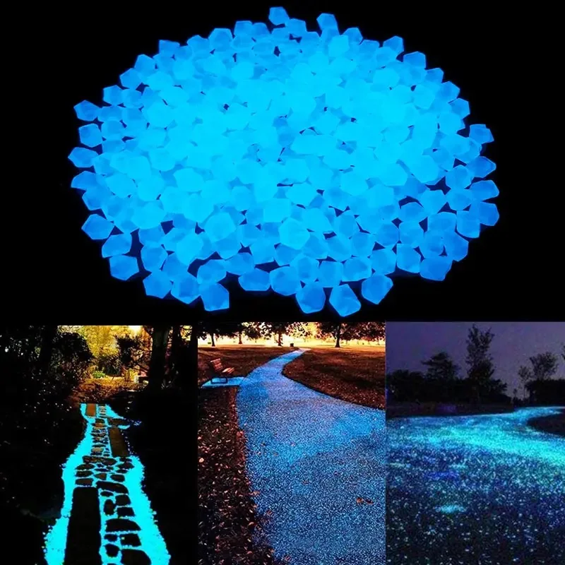 Diamond Luminous Stones Glowing Garden Decor Shiny Pebble Stone Aquarium Fish Tank Supplies Fairy Gravel Rocks Home Path 200PCS