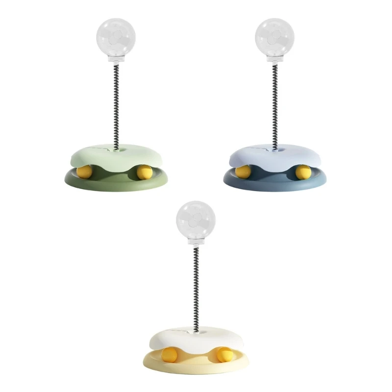 

Cat Feeder Toy with Track Balls Base Funny Self Feeder Pet Interactive Toy N84C
