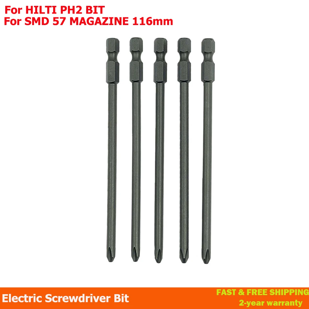 5X 116mm Magnetic Cross Head PH2 Electric Screwdriver Bit FOR