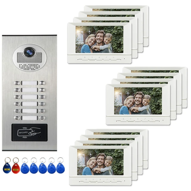 SmartYIBA-videoportero a color, 2 monitores con 1 timbre intercomunicador,  puede controlar 2 casas para varios apartamentos, 7 pulgadas - AliExpress
