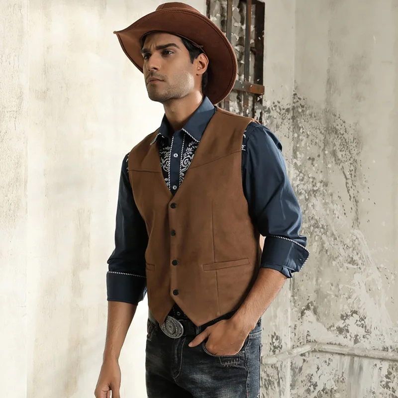 New Men's Suede Vintage Vest Casual Social Groomsmen Custom Vest