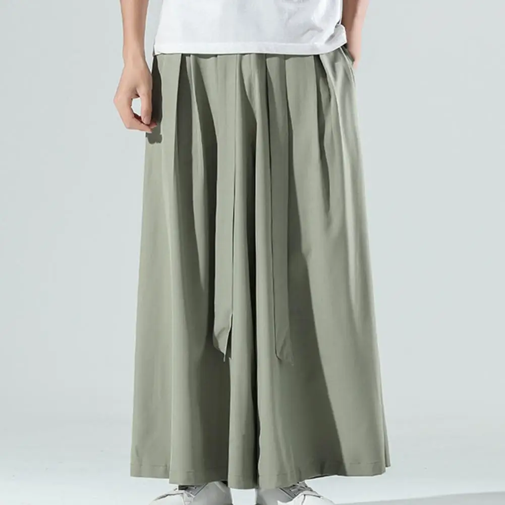 

Simple Oversize Pants Elastic Waist Quick Drying Flare Pants Solid Color Ankle-length Men Flare Pants