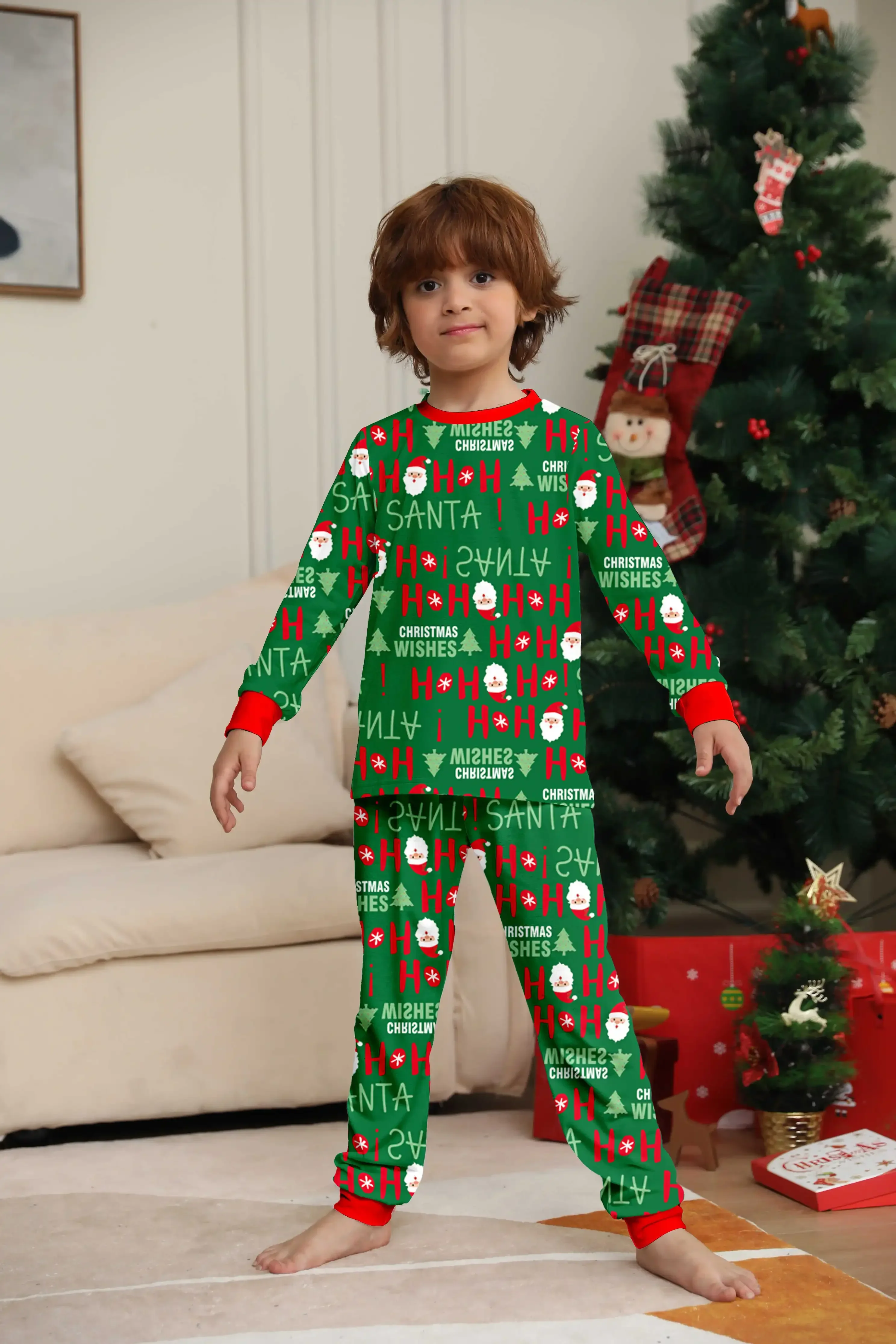 thumbnail image 5 of Conjunto de pijama navideño con estampado de letras de invierno 2024 para adultos y niños, ropa de hogar suave y bonita, pijama de aspecto familiar para Navidad, 5 of 5