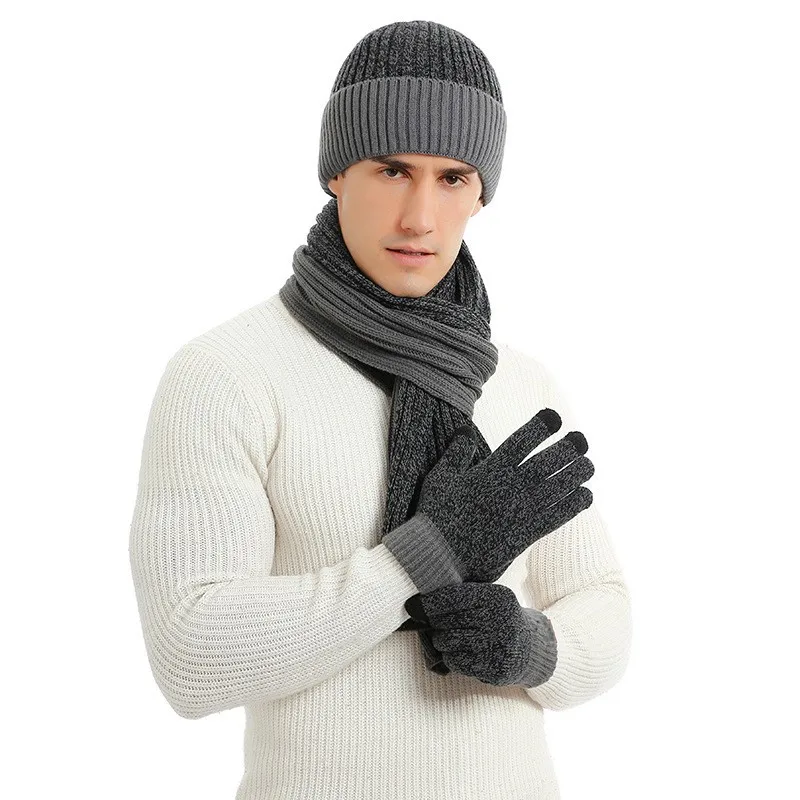 

Осенне-зимние уличные теплые перчатки унисекс с защитой от холода длинный шарф плюс бархатная плотная Шерстяная Шапка Комплект из трех предметов женский ский комплект