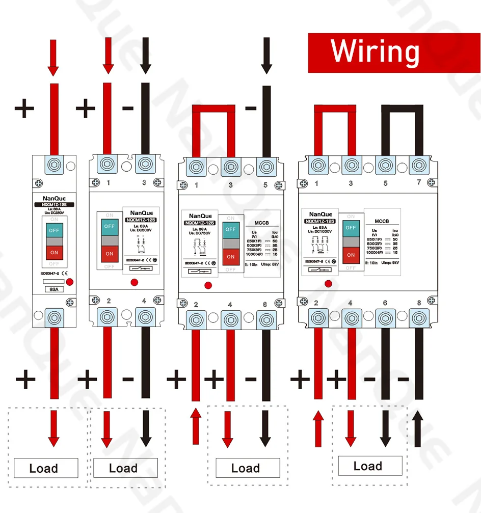 DC 250V/500V/750V/1000V MCCB Leistungsschalter Solart PV System Kurzschlussschutz Batterieschalter 150A 200A 300A 400A – Detail 4