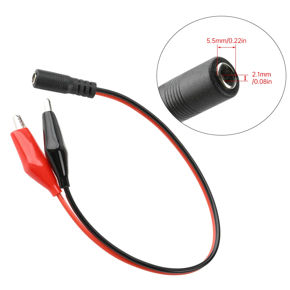 DC Male/Female Jack Connector to Alligator Clip DC Power Supply Male Female Test Leads Alligator Clip Wire Connector 25/30cm