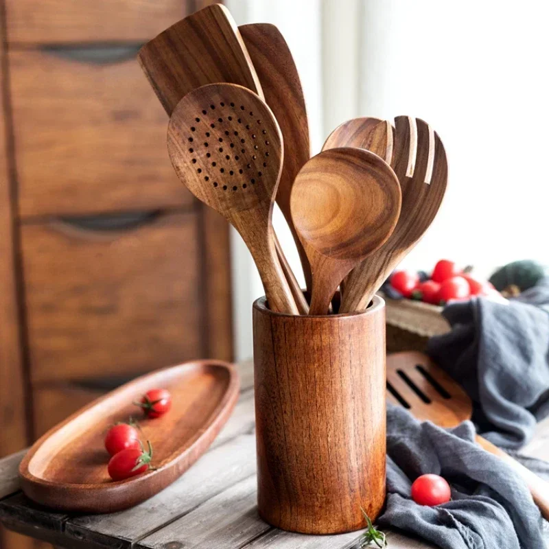 Wooden Spoons For Cooking Wooden Utensils For Cooking With Utensils Holder Teak Wooden Kitchen Utensils Set