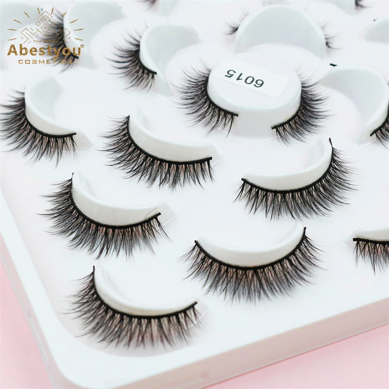 

Abestyou Atacado 10pairs Short Mink Lashes Maquillaje Faux Cils 3d Fake Half Eyelash Makeup Tools Small Eyelashes Packaging Bulk