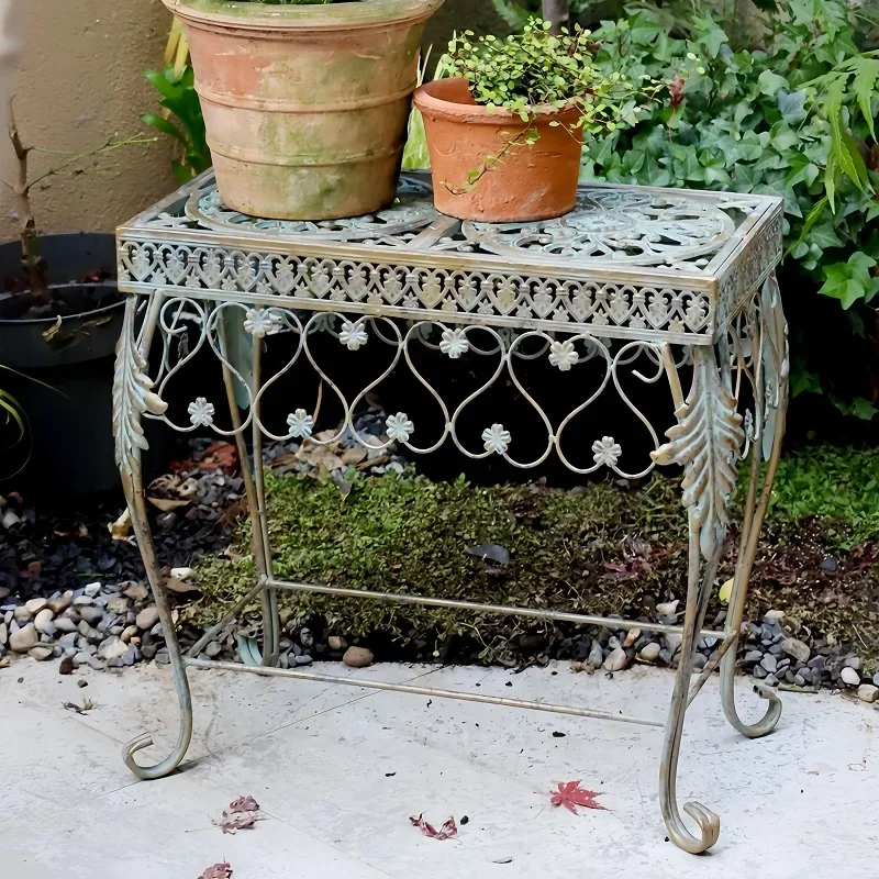 Garden Courtyard Flower Table Do Old Craft Shelf Decoration Ironwork Plant Stand Exquisite Hollowed Out Indoor Garden Decoration