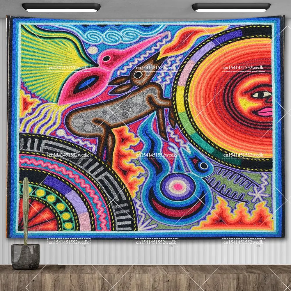 Tenture Murale Mexicaine Oaxaca - 100% Laine Tissée Main - Années 90