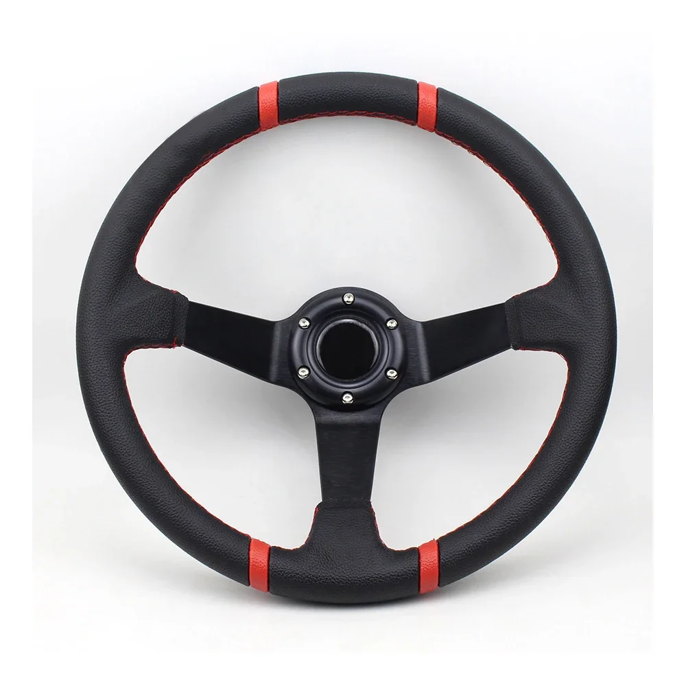 

Aluminum Alloy Deep Corn Dish Sport Drifting Steering Wheels Universal Car Steering Wheel 14inch 350mm Racing PU Leather