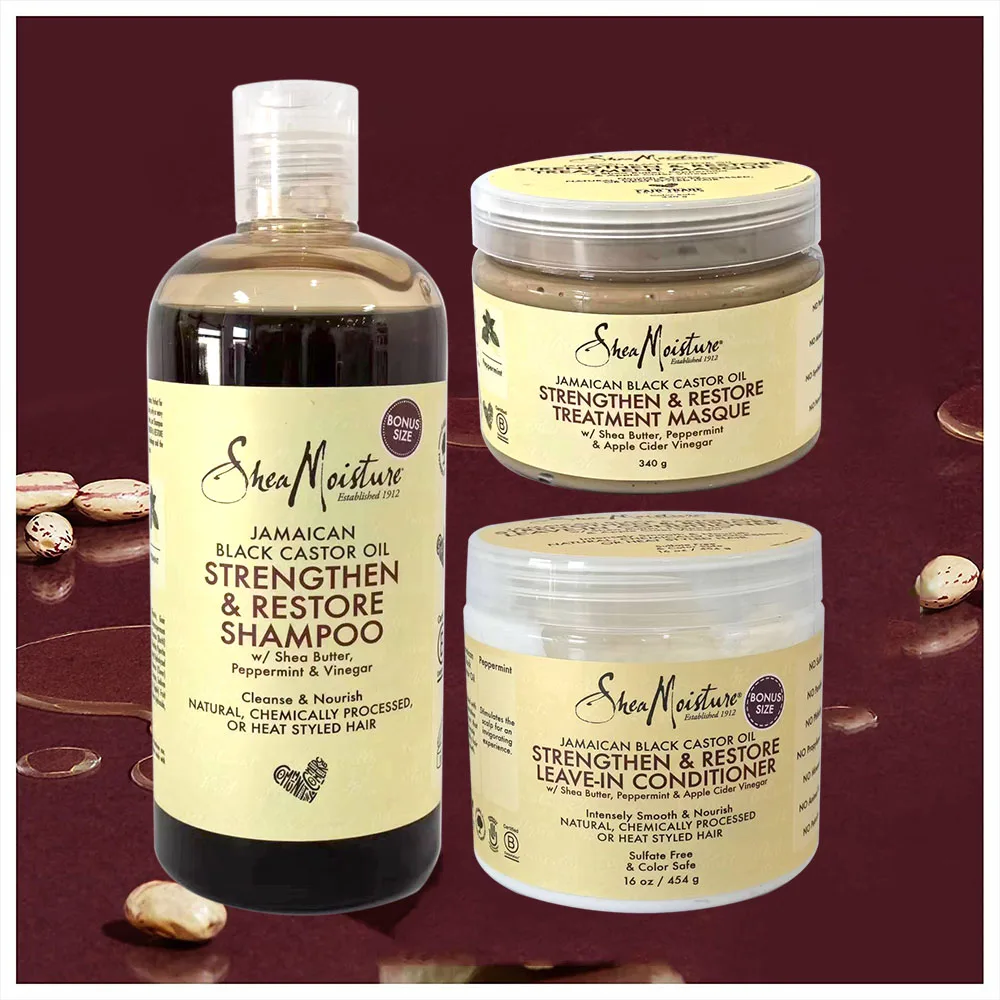 Shea Moisture Shampoo Conditioner and MASQUE Set Jamaican Black Castor Oil Strengthen & Restore Hair Products
