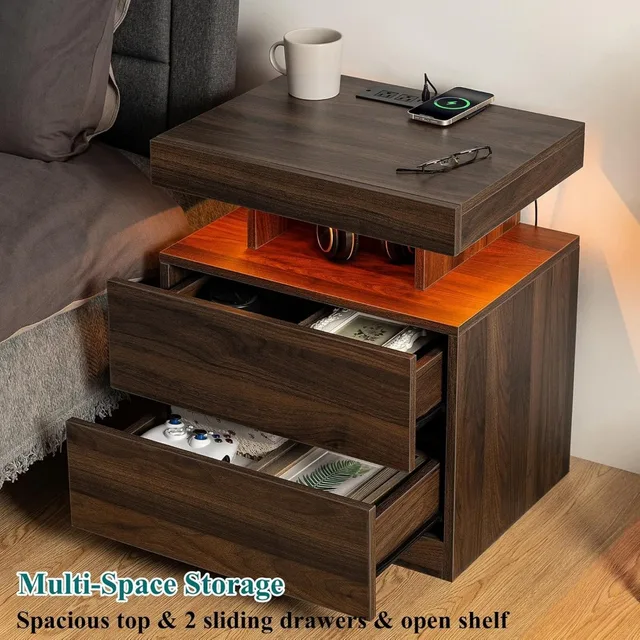 Rustic LED Charging Nightstands 5