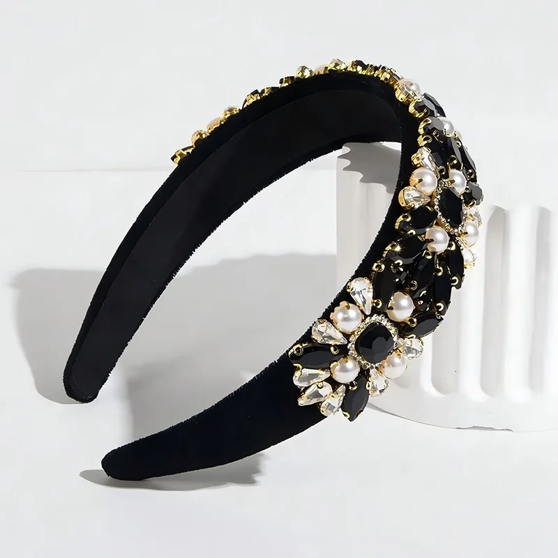 1pc Luxurious Women Jewelry Hair Accessory Pearl Rhinestone Handmade Headband Suitable for Banquets Daily Wear Elegant Hair Hoop