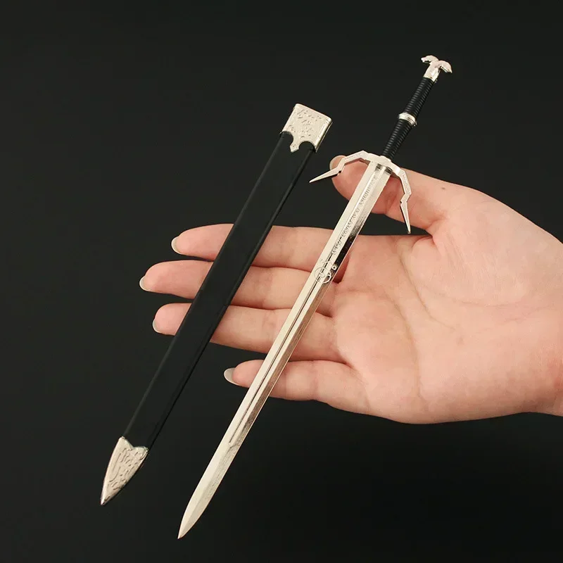 Cosplay Sword Cosplay Prop Cosplay Toy 22cm Wild Hunt Weapon Wizard Geralt White Wolf Steel Sword Model Knight Metal Sword Weapon Collection Christmas Gift Toy For Boy