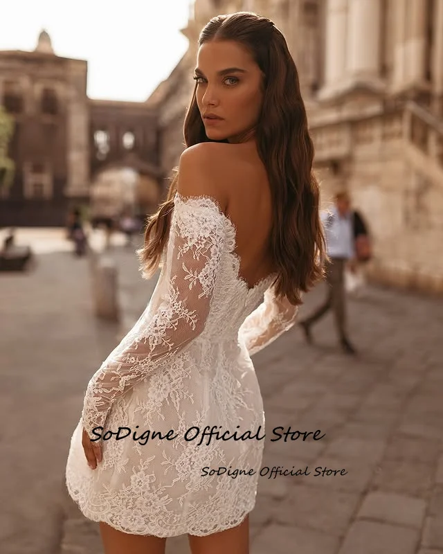 SoDigne Mermaid Lace Short Wedding Dresses Off Shoulder Beach Bridal Dress Mini Wedding Gown Robe De Mairee Customized 14 Sf83040b06b034c46982d42a249c36119c