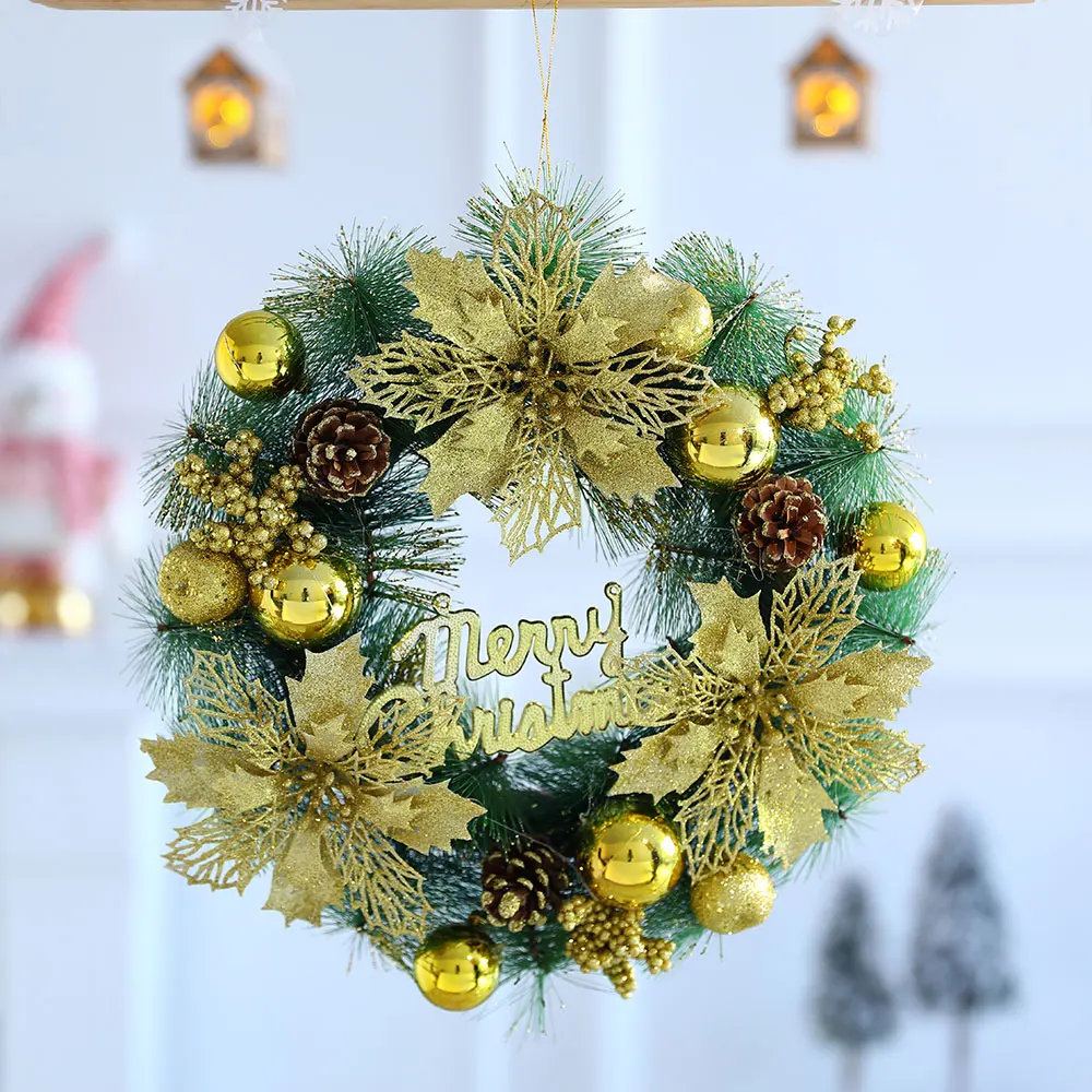 35/40cm Christmas Door Wreath Artificial Hanging Xmsa Garland Home