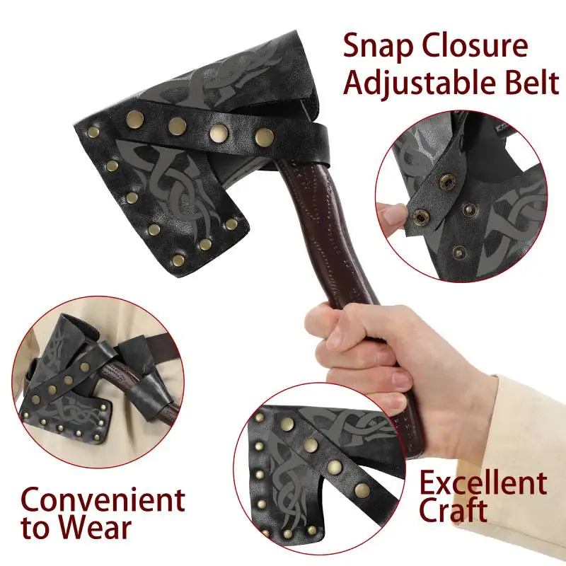 WENAM Medieval Viking Knight Sword Sheath Axe Blade Case Axe Sheath Holder With Waist Holster Scabbard Larp Cosplay Props