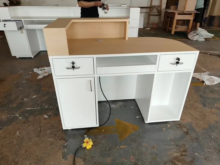 USA CA UK AU GER Local Stock Wood MDF Coffee Bar Curved Shop Caunter Reception Desk Office Stand