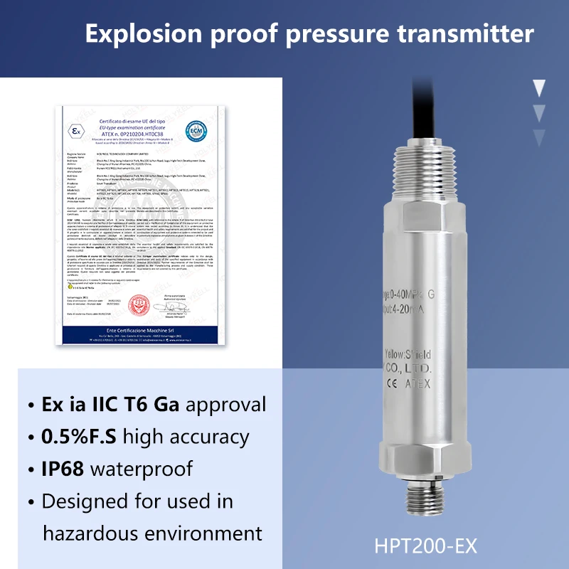 홀리켈 ATEX 인증 안전 방폭 압력 센서 (천연 가스 충전기 HPT200-EX용)