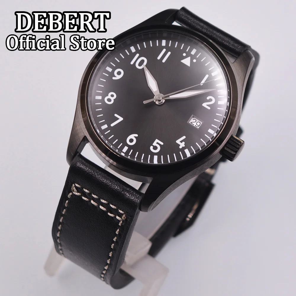 

DEBERT 40mm Men Watch Sapphire Crystal Black PVD Case NH35a Automatic Mechanical Date Male Custom LOGO Sterile Dial Men's Watch