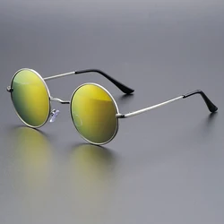 Vintage Round Frame Sunglasses for Trendy Style - Perfect for Parties, Music Festivals, and Street Photography (YELLOW)