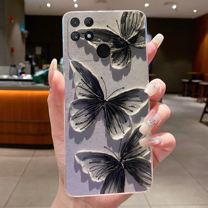 Luxury Clear Butterfly Flowers Soft Phone Case