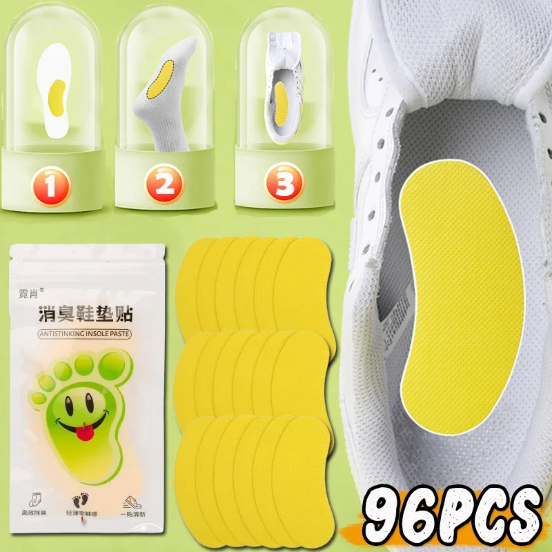 12/96pcs Shoes Deodorant Sticker Deodorant Foot Odor Deodorants Sneaker Smell Fresh Insole Foot Sterilization Sticker shoe odor remover patch