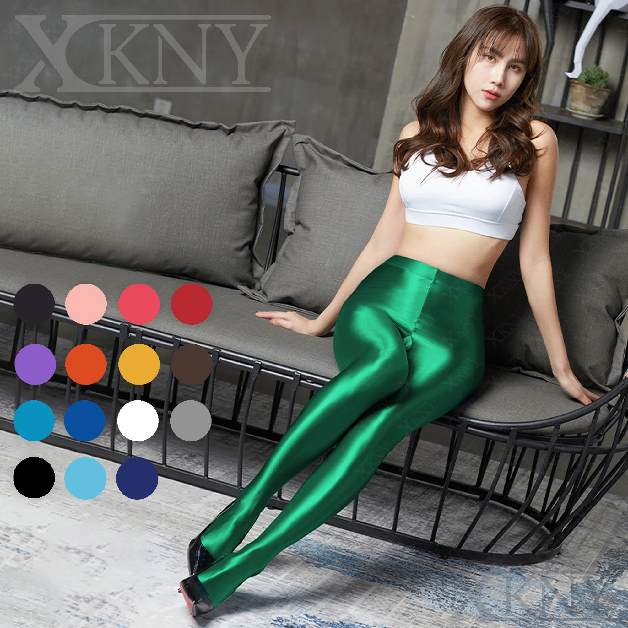 XCKNY Leggings lucidi all'olio di raso Leggings attillati sexy a vita alta  pantaloni lisci lucidi pantaloni elasticizzati per il sollevamento  dell'anca - AliExpress