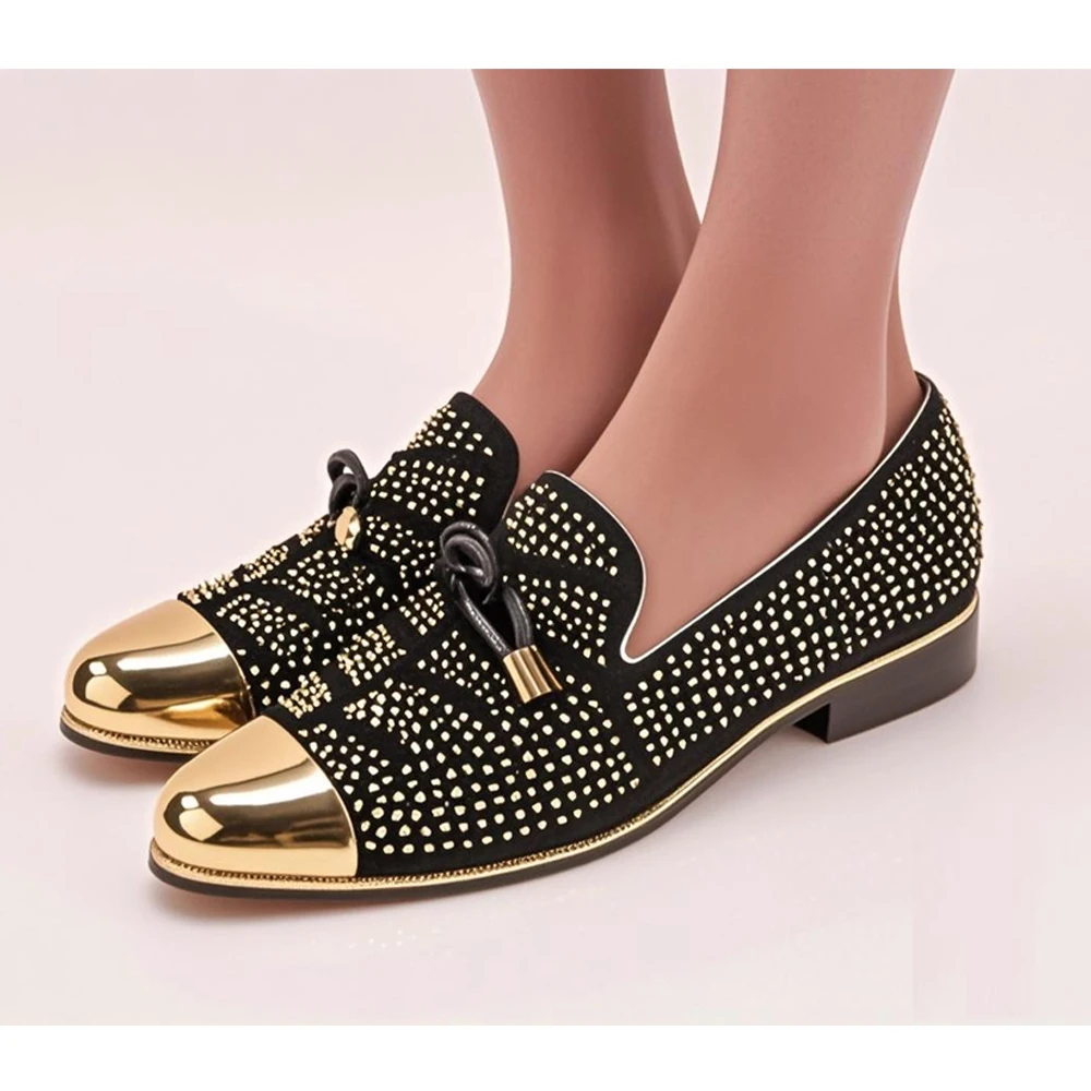 Autumn Metal Soup diamond COW LEATHER Luxurious Commercial affairs Personality Party Socialize Shoes