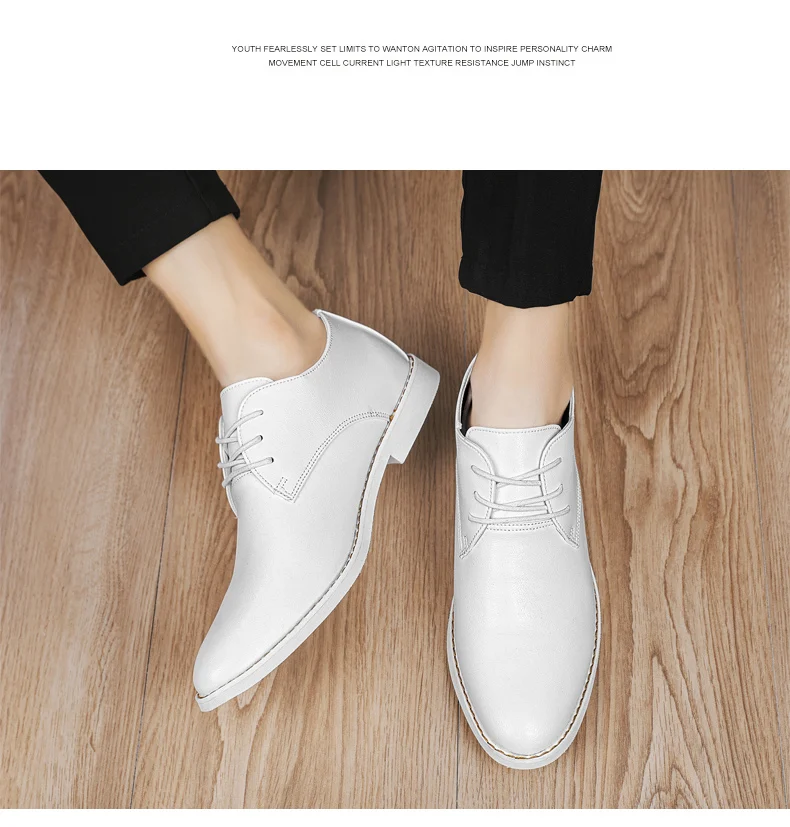 2023 New High-top Men's Casual Leather Shoes Classic White Business Men's Derby Shoes Fashion Pointed toe Dress Shoes Men Oxford