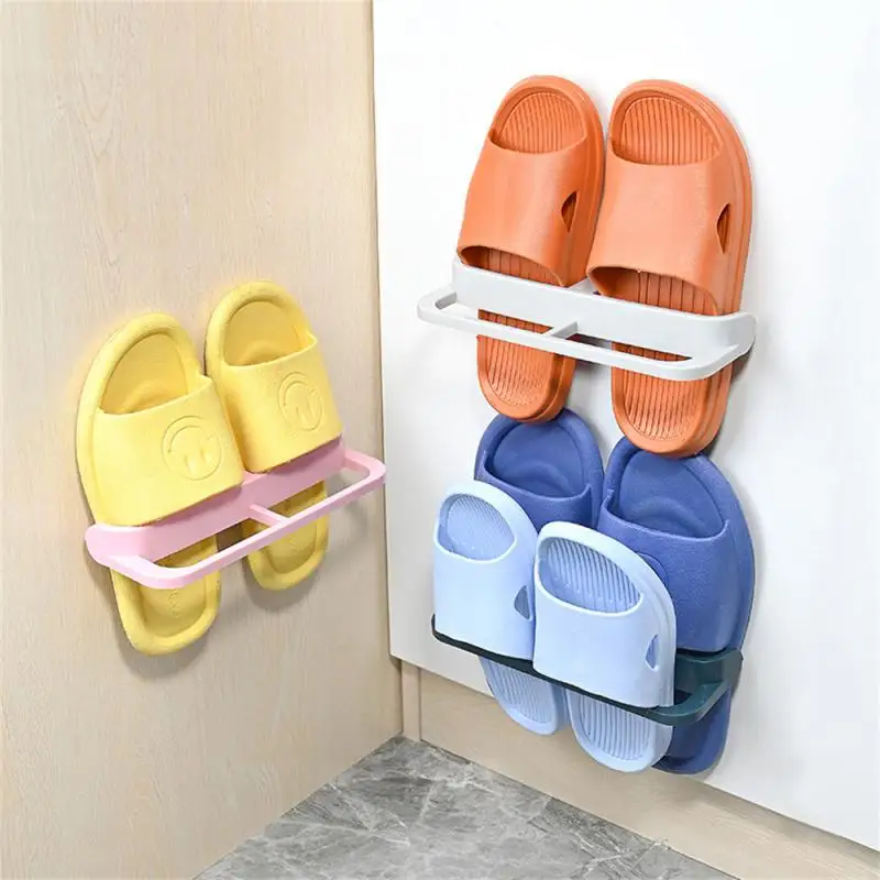 3/2/1pcs  No-punch Shoes Rack Hook Self-adhesive Slippers Hooks Toilet Wall-mounted Shoe Hanger Drying Racks Bathroom Storage