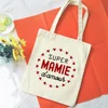 French Mamie Print Canvas Shoulder Bags Female Shopping Totes Women Travel Handbags Eco Reusable Storage Pouch Gifts for Grandma 4