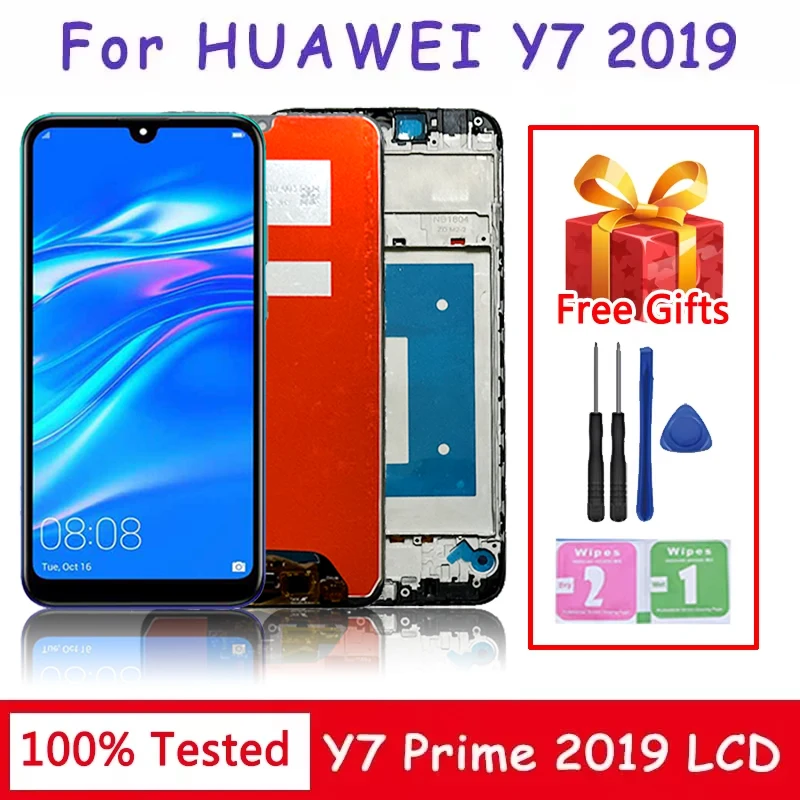 Écran Complet Pour Huawei Y7 2019 – Vitre Tactile + LCD 6.26 Pouces – Noir – Neuf Sous Blister