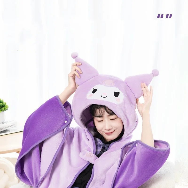 

Sanrio Kuromi Casual Blanket Cool Lomi Nap Blanket with Hat Warm Cute Office Shawl Blanket Air Conditioning Blanket Four Seasons