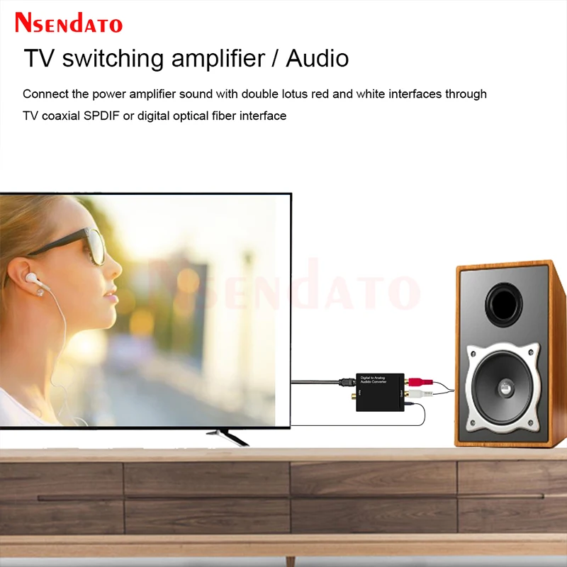 Digital to Analog Audio Converter For Optical Fiber Toslink Coaxial Signal to RCA R/L Audio Decoder SPDIF DAC For TV Box Monitor