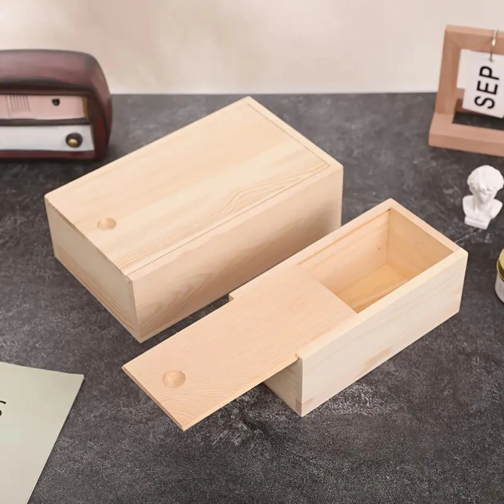 Description Picture 5 of itemWooden Storage Box Log Drawer Pine Pull-Out Box Sliding Cover Wood Jewelry Organizer Case Earring Container DIY Rectangle Case