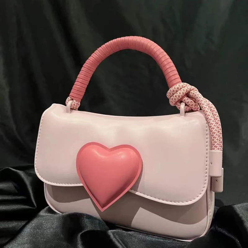 Women Crossbody shoulder wallets bow knot heart shaped handbags PU ...