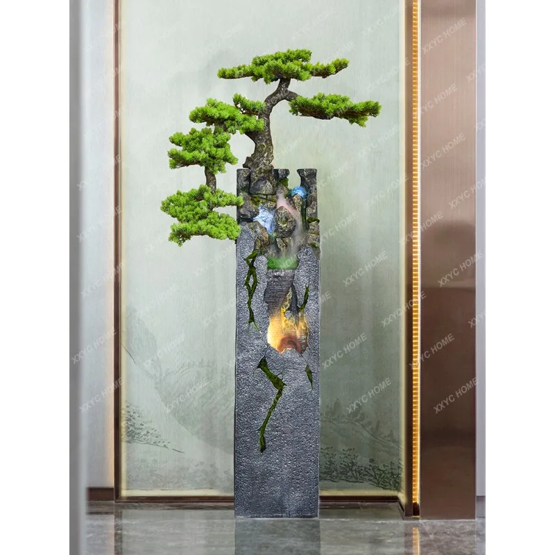 

Living Room Floor Lucky Housewarming Water Rockery Welcome Pine Fountain Decoration Entrance Decoration
