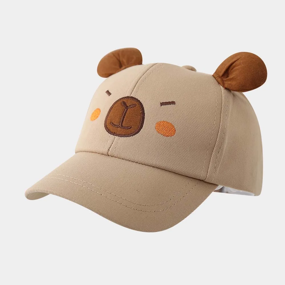 Trendy Breathable Capybara Peaked Cap Cotton Thin Children Baseball Hat Cartoon Polyester Baby Sunscreen Hat Spring