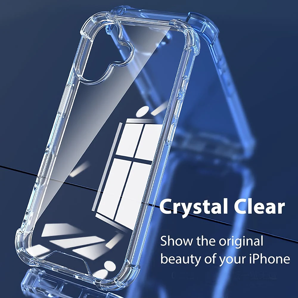 3D Airbag Shockproof Transparent Hybrid Case with Hard PC Cover and Soft Silicone Shell