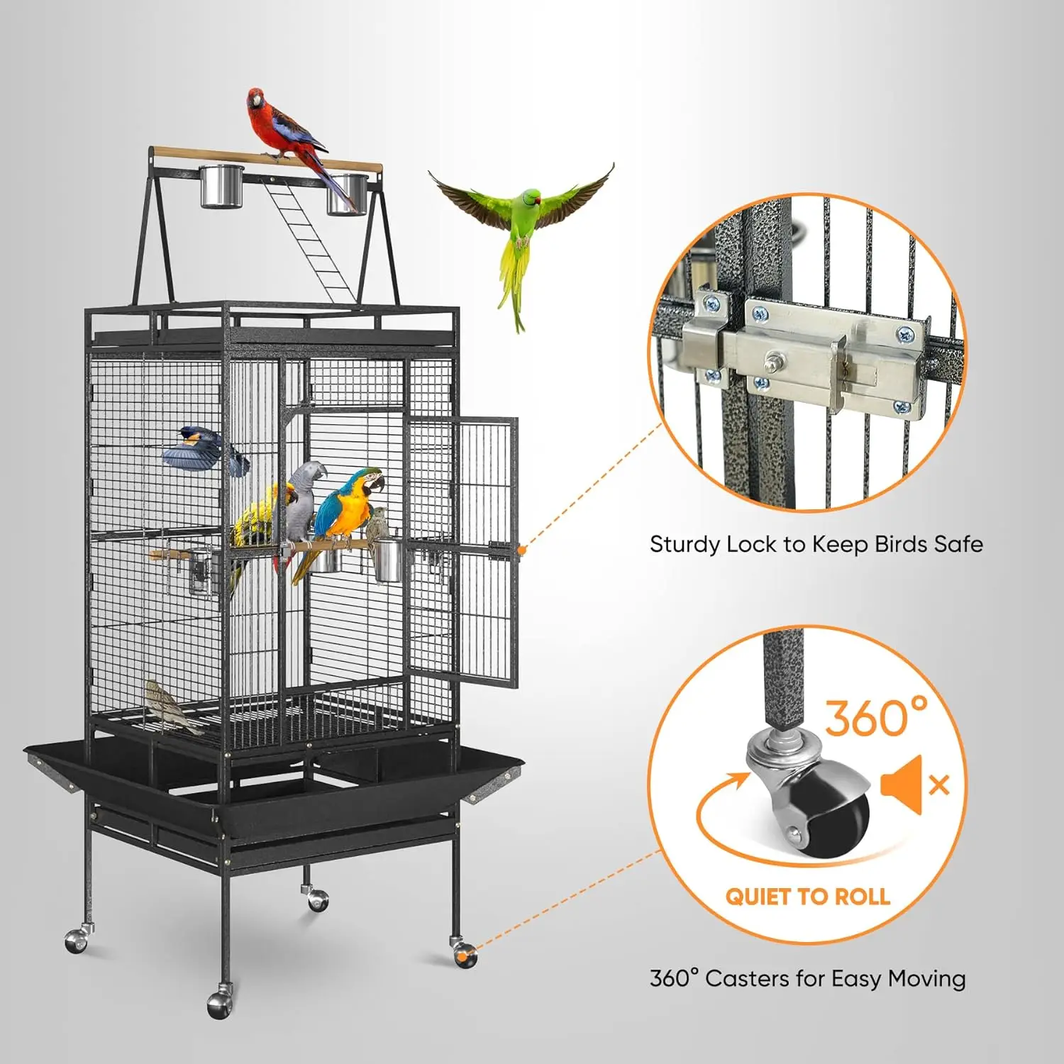 Standing Play Top Bird Cage for Larger Birds 3