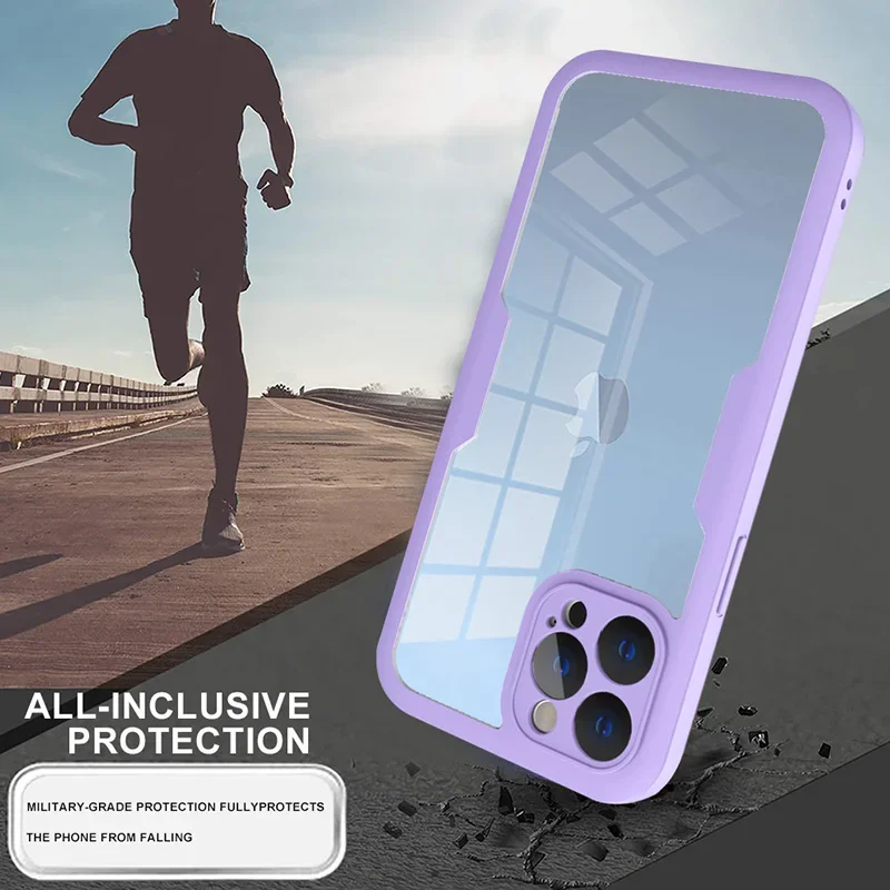 Crystal Clear 360° Full Wrap Phone Case with Lens Protection and Film Back Cover