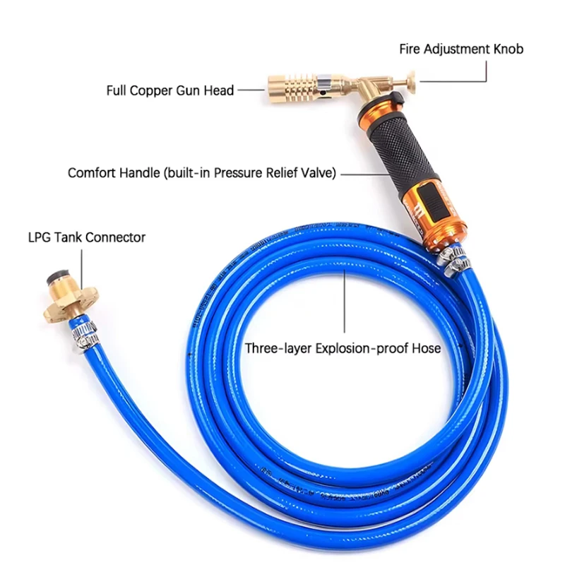 Liquid propane gas welding torch 2.5m flame Copper aluminum gun precious metal smelting gas torch welding torch