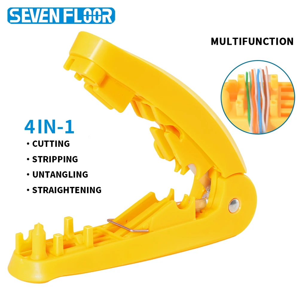 4-in-1 RJ45 Netzwerkkabel-Werkzeug, Abisolieren, Schneiden, Kämmen und Glätten für Cat5e Cat6 Ethernet-Kabel